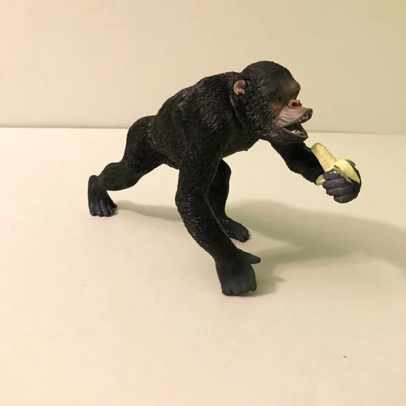 Chimpanzee Eating Banana Figure Animal Monkey 7.5  Inch Long Toy - Picture 11 of 12